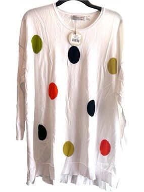 Patrizia Luca Off-White Sweater with Colorful Polka Dots Size  M/L